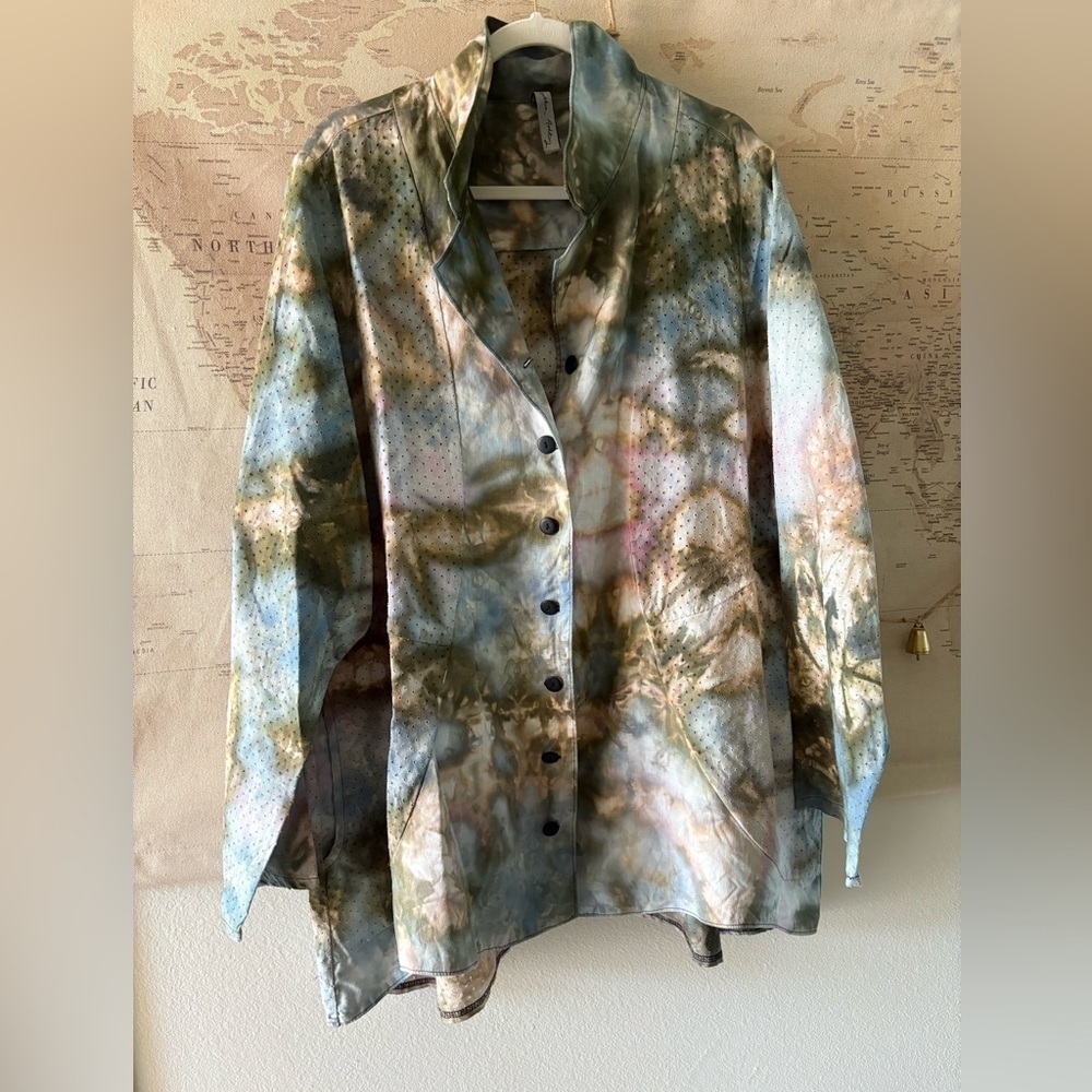 CYNTHIA ASHBY Tie Dye Shirt Jacket Size Large Oversized (Plus Sized) - Picture 2 of 16